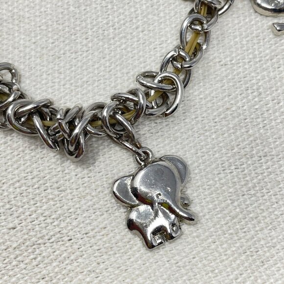 Elephant Charm Bracelet Silver-Tone Chain Stretch Dangle‎ - Picture 2 of 7